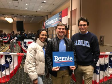UNC YD Members at a Bernie Sanders Rally in Durham - February 2020